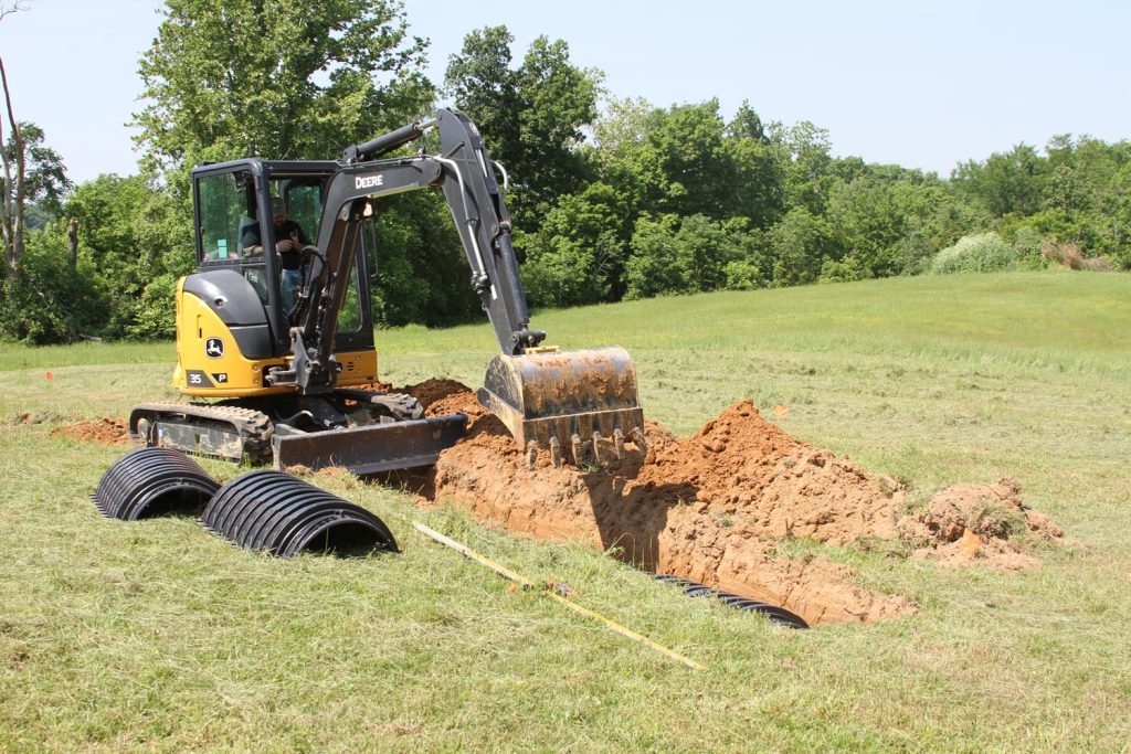 trench excavation for the installation of new infiltators