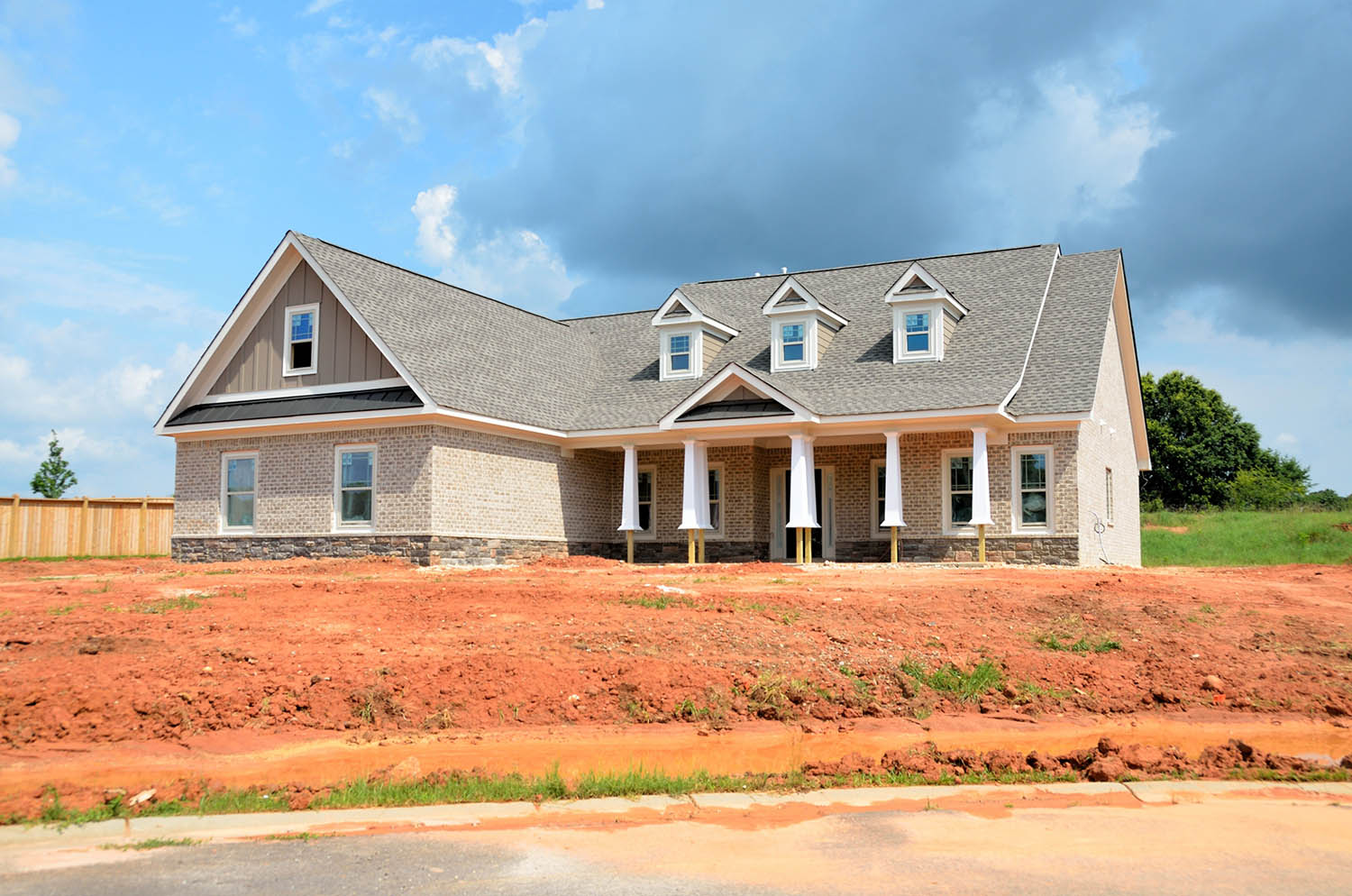 new home construction site for septic system installation